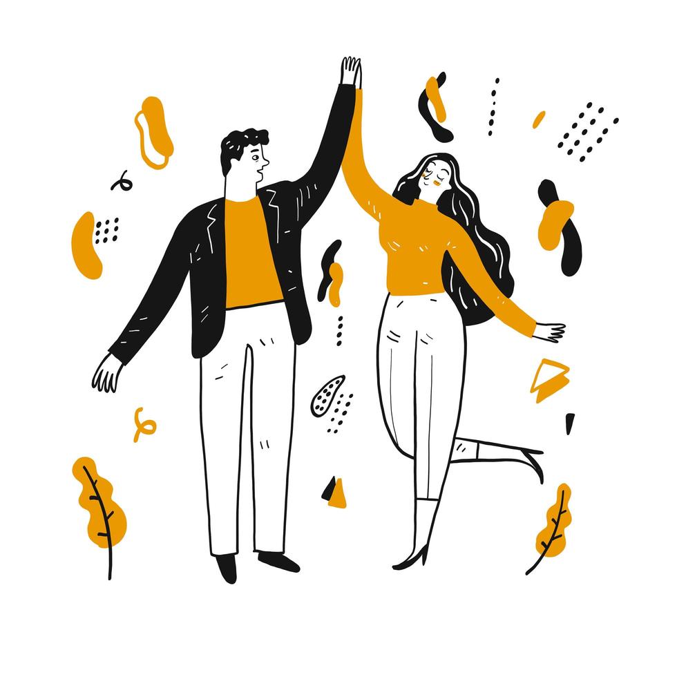 Hand drawn happy couple dancing vector