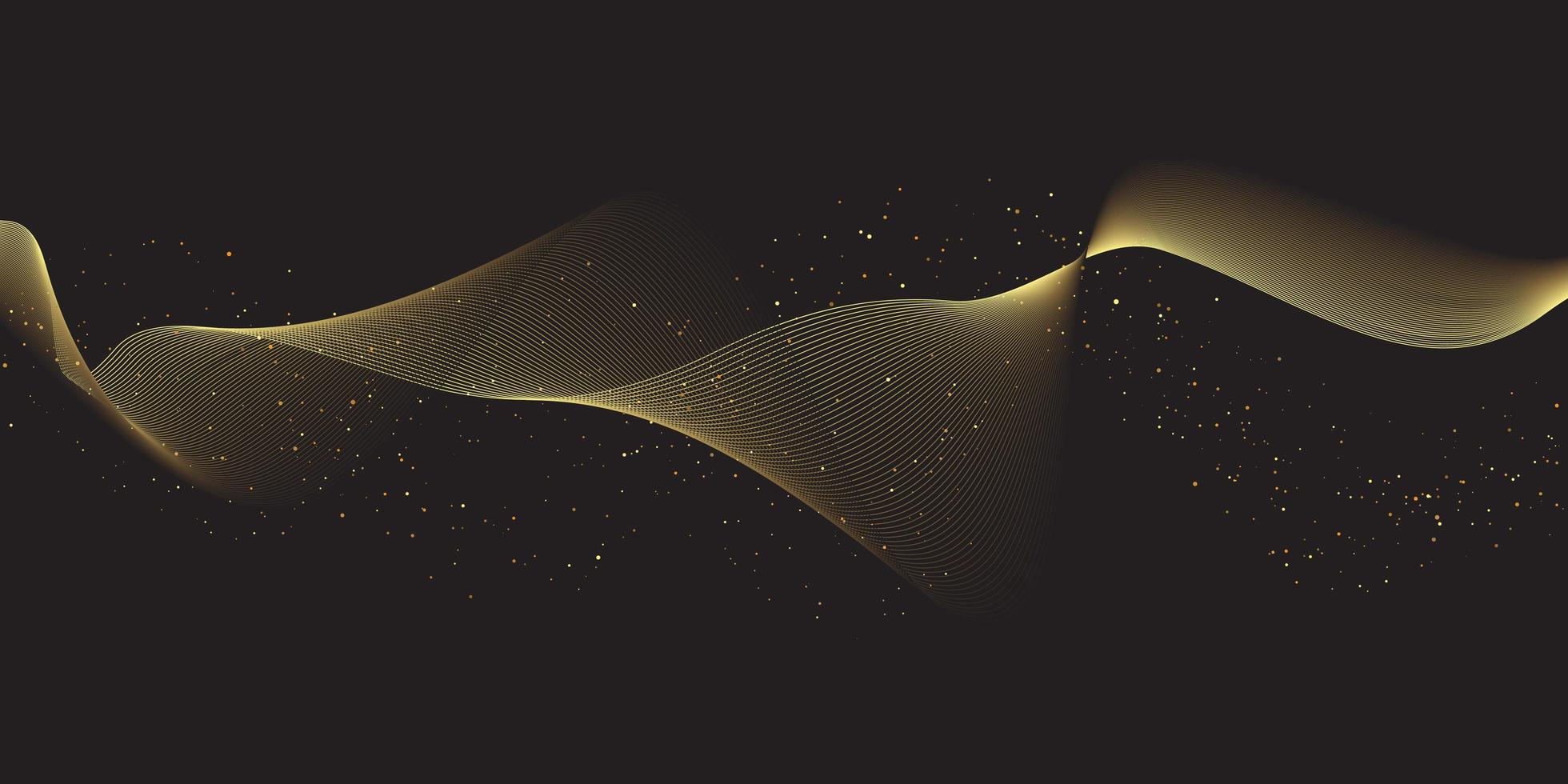 Glittering flowing gold lines vector