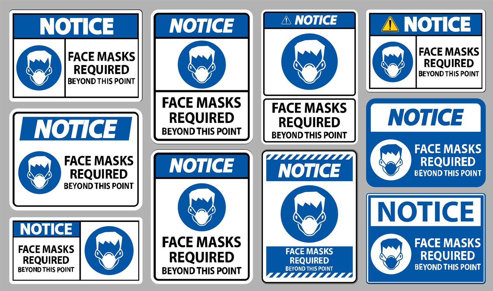 Notice Masks Required Beyond This Point Sign Set  vector