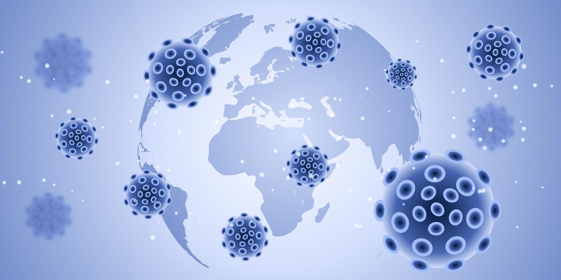 Medical banner with abstract virus cells on globe  vector