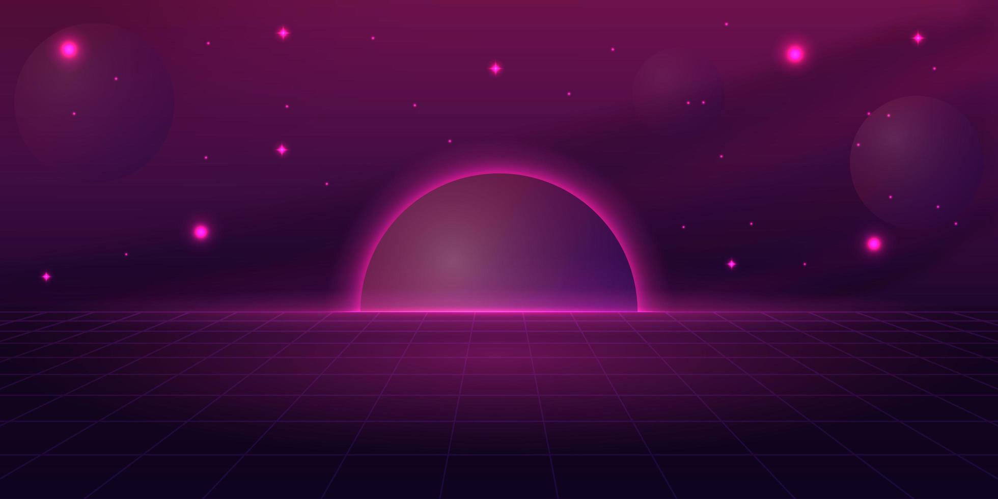 Purple retro sci-fi design vector