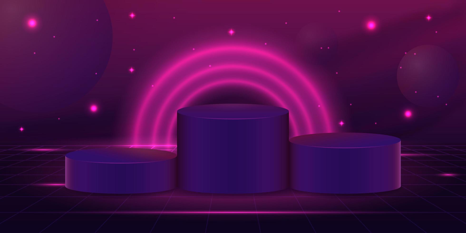 Sci-fi 3d empty cylinder podiums vector