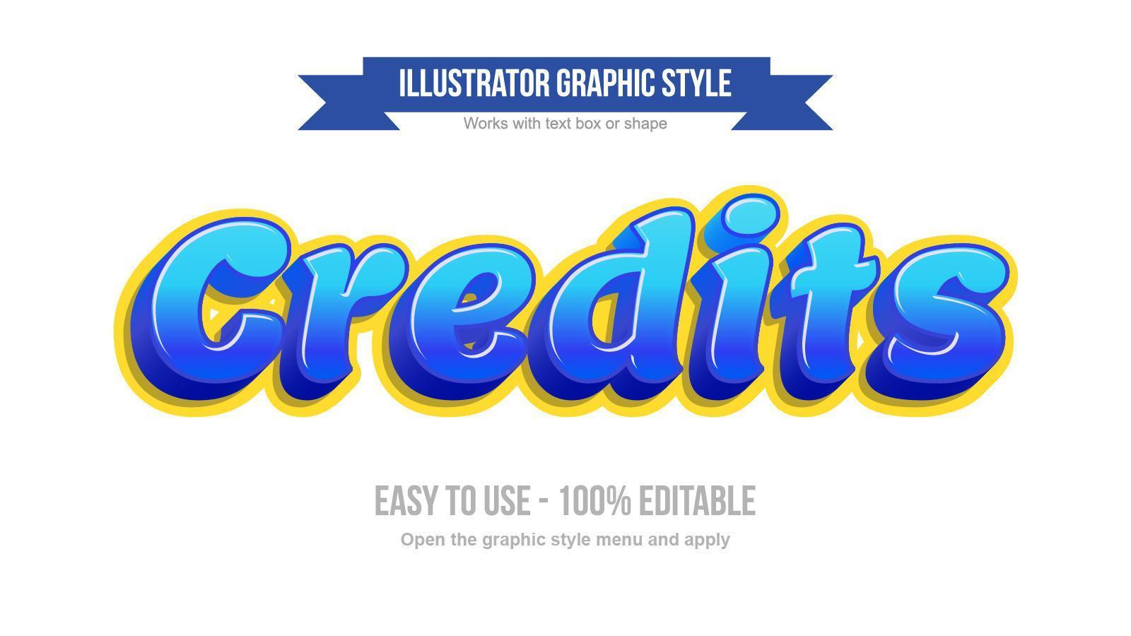 Blue and yellow 3d rounded cartoonish text effect vector