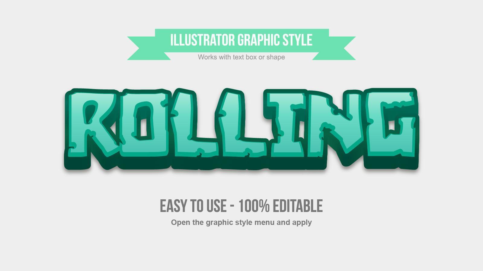 Green 3d bold stone pattern cartoon text effect vector