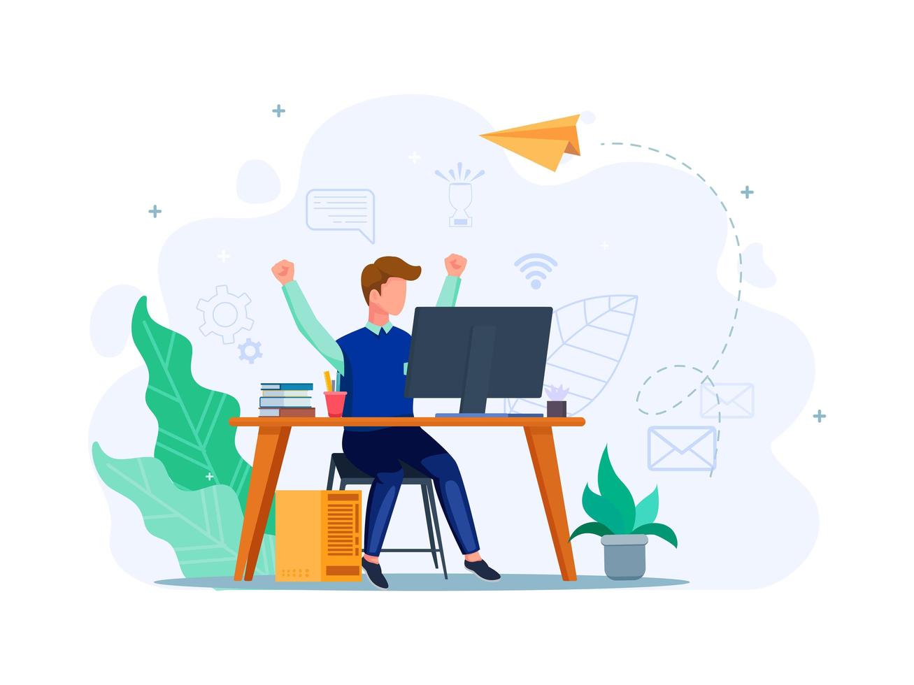 Happy student looking at exam result vector