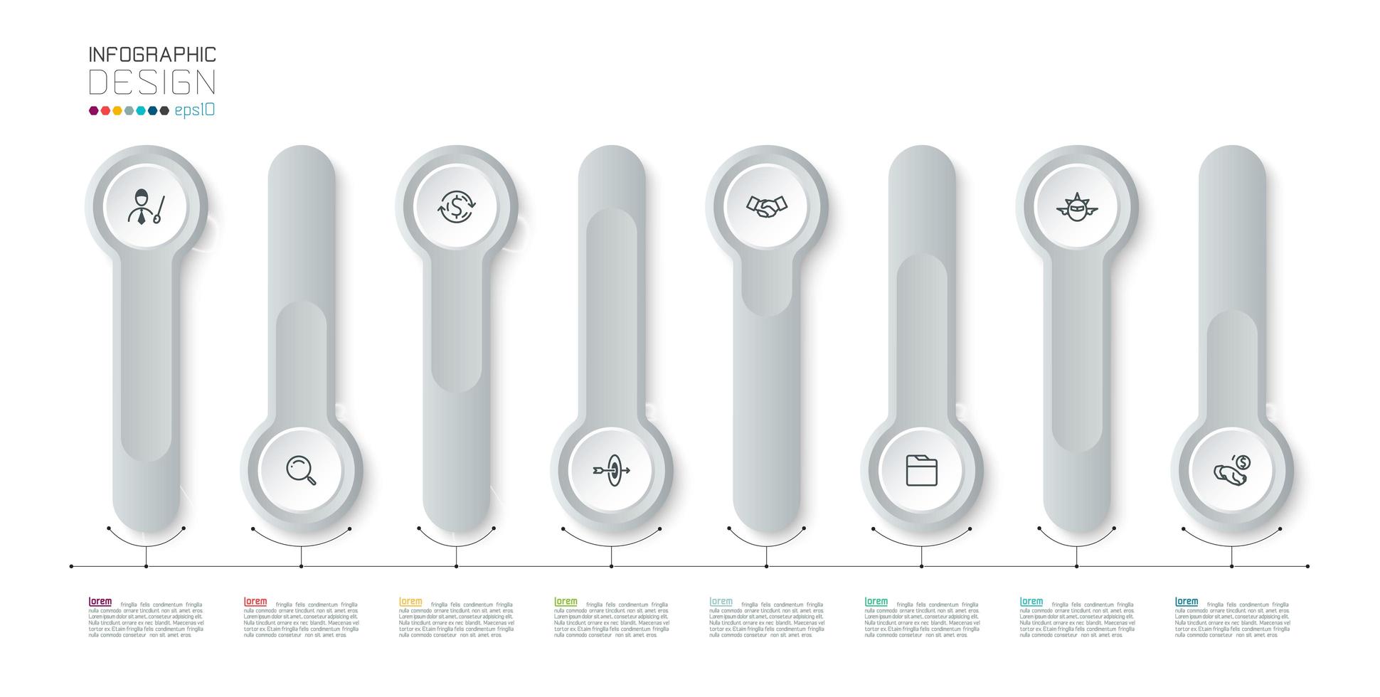 Silver 3d long circle label infographic vector