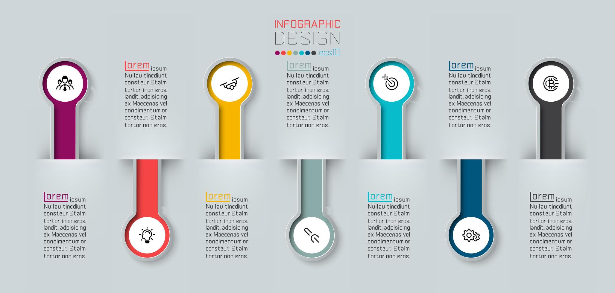 Infographic with half 3d long circle labels vector