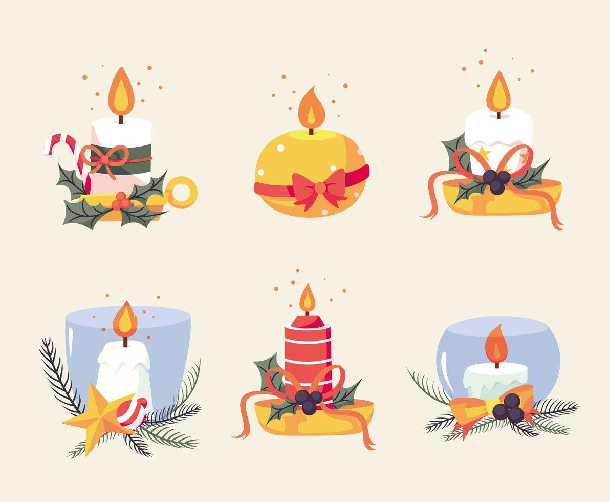 Set of Christmas candles vector