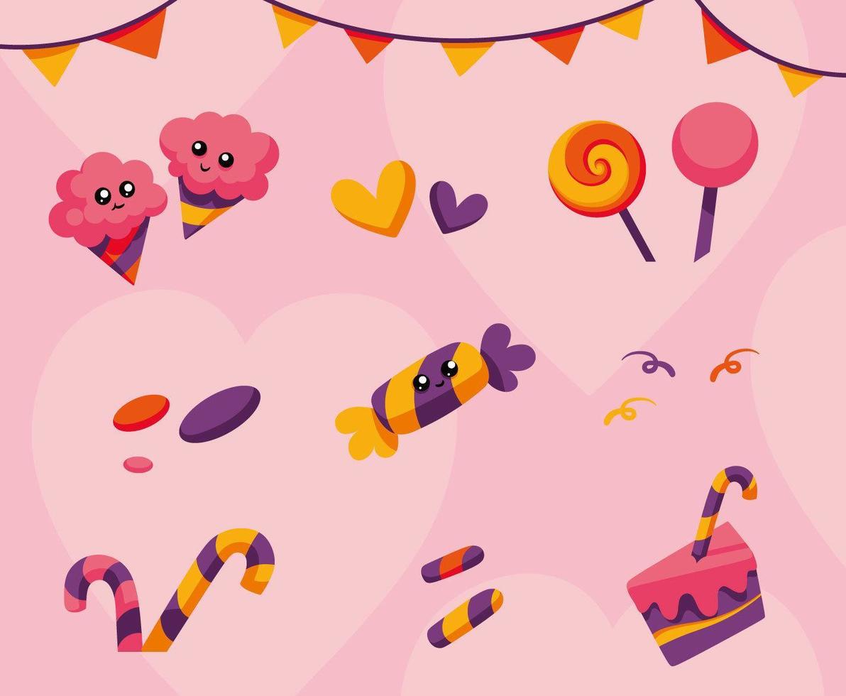 colección de caramelos de colores vector
