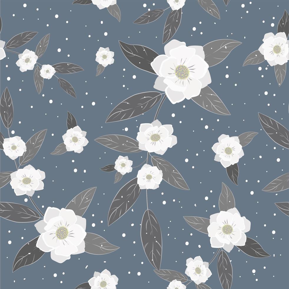 Fondo transparente hermoso patrón floral blanco vector
