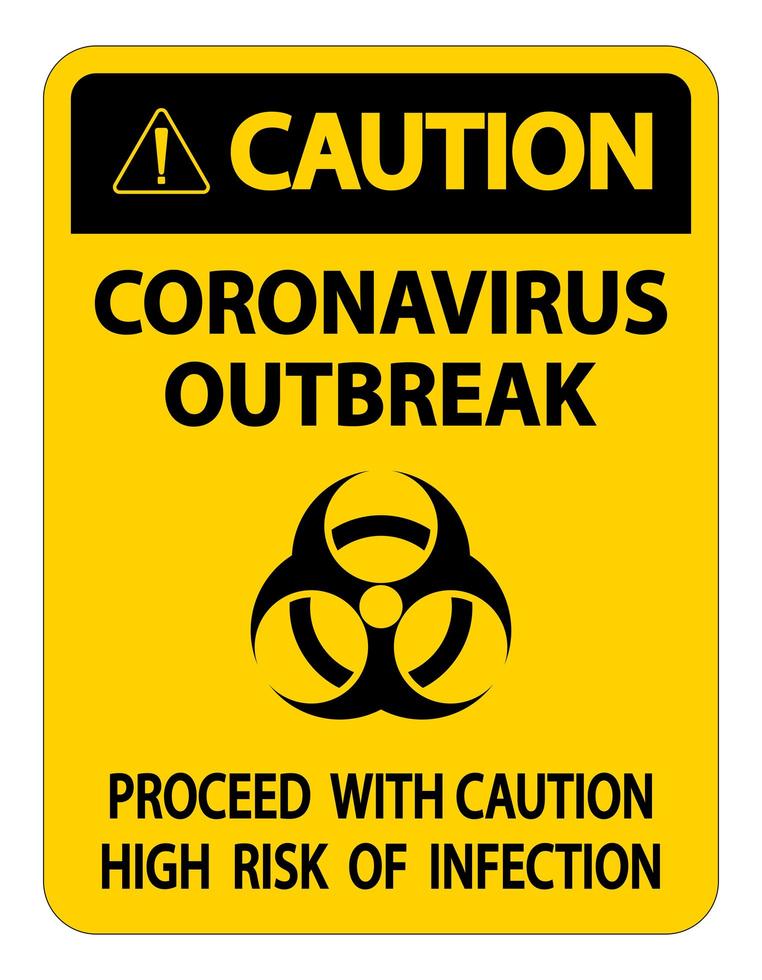 precaución signo de brote de coronavirus vector