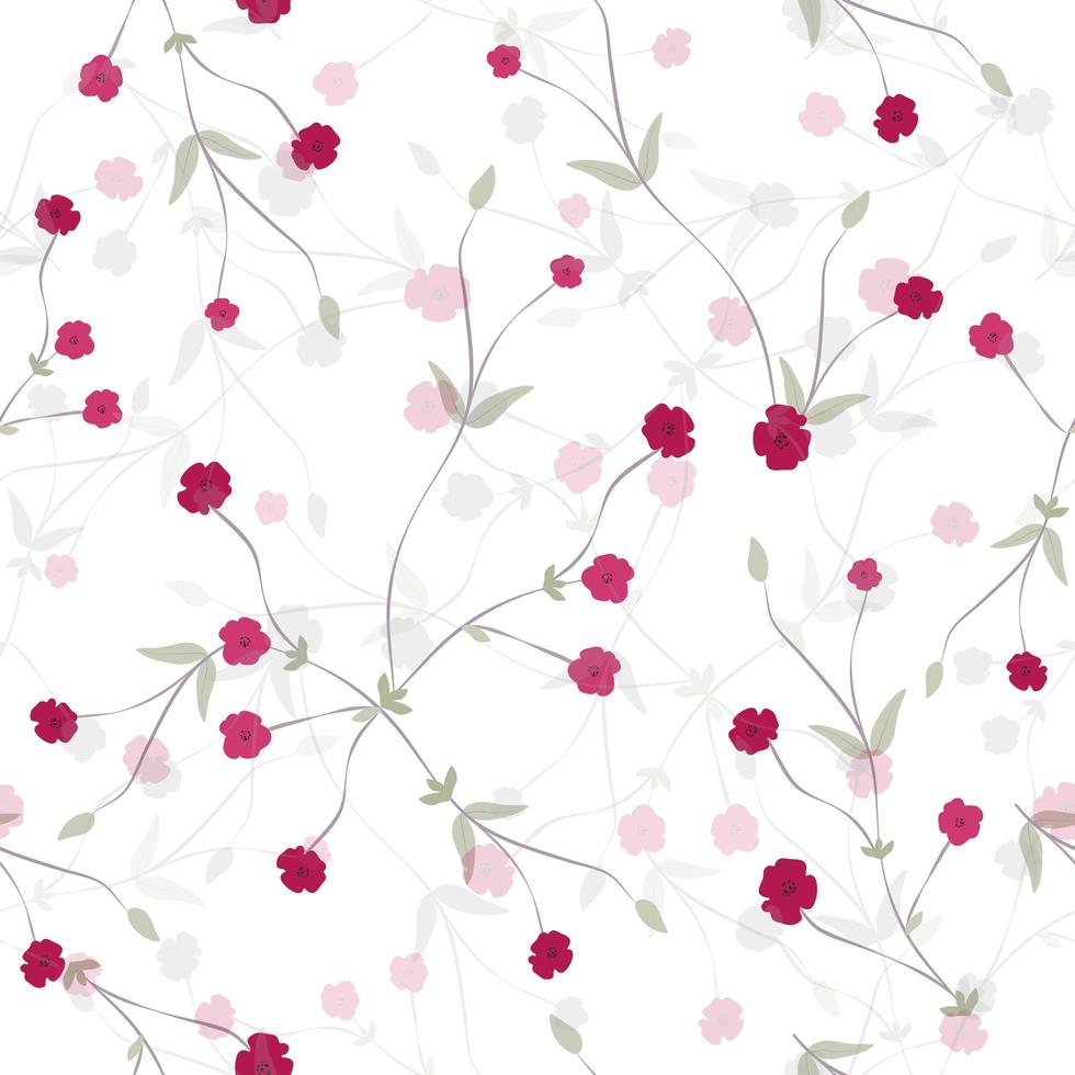 Elegant small pink bud floral seamless pattern vector