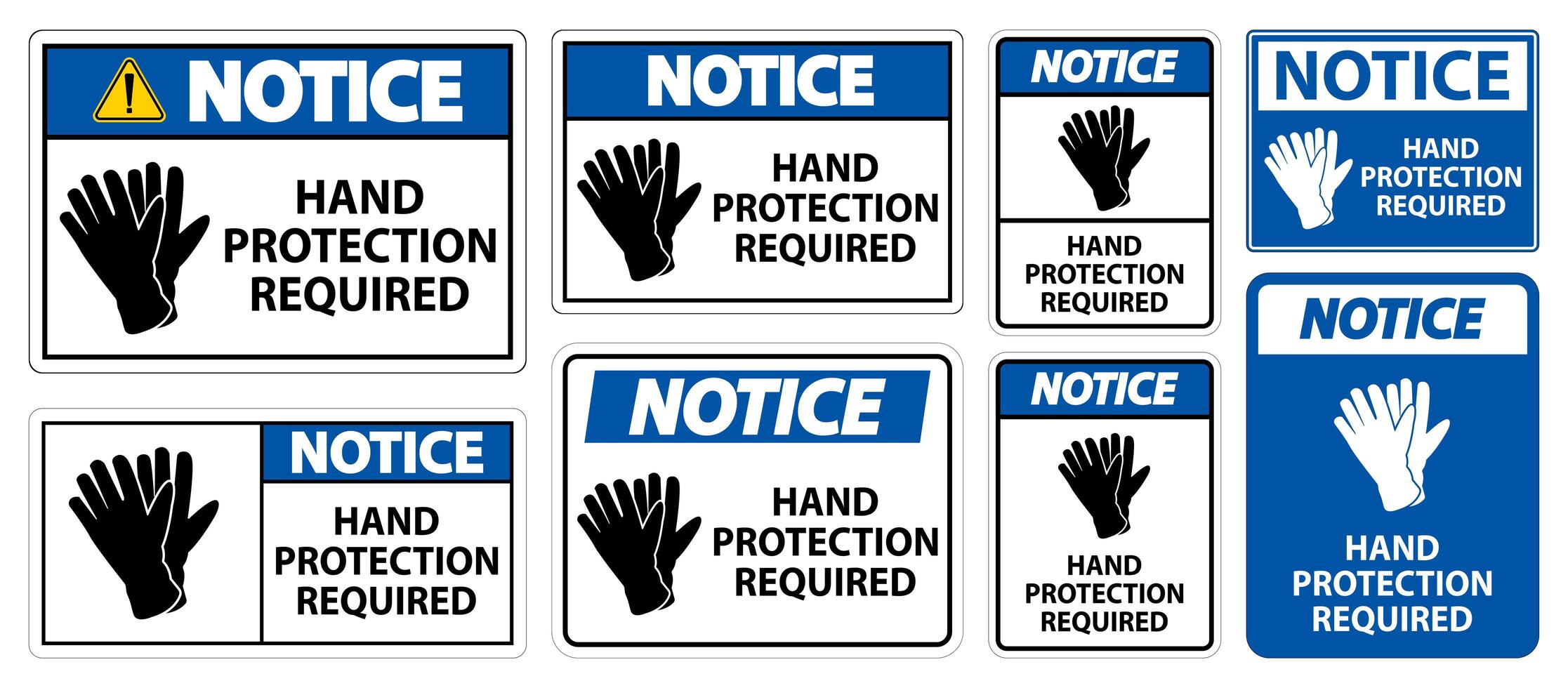 Hand Protection Required Sign Set  vector