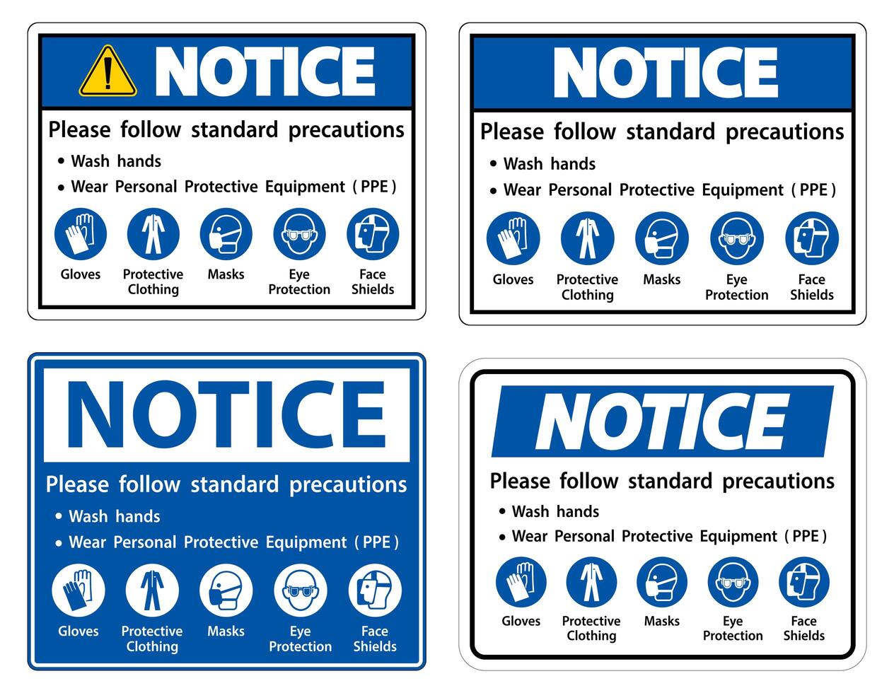 siga el conjunto de signos de precauciones estándar vector