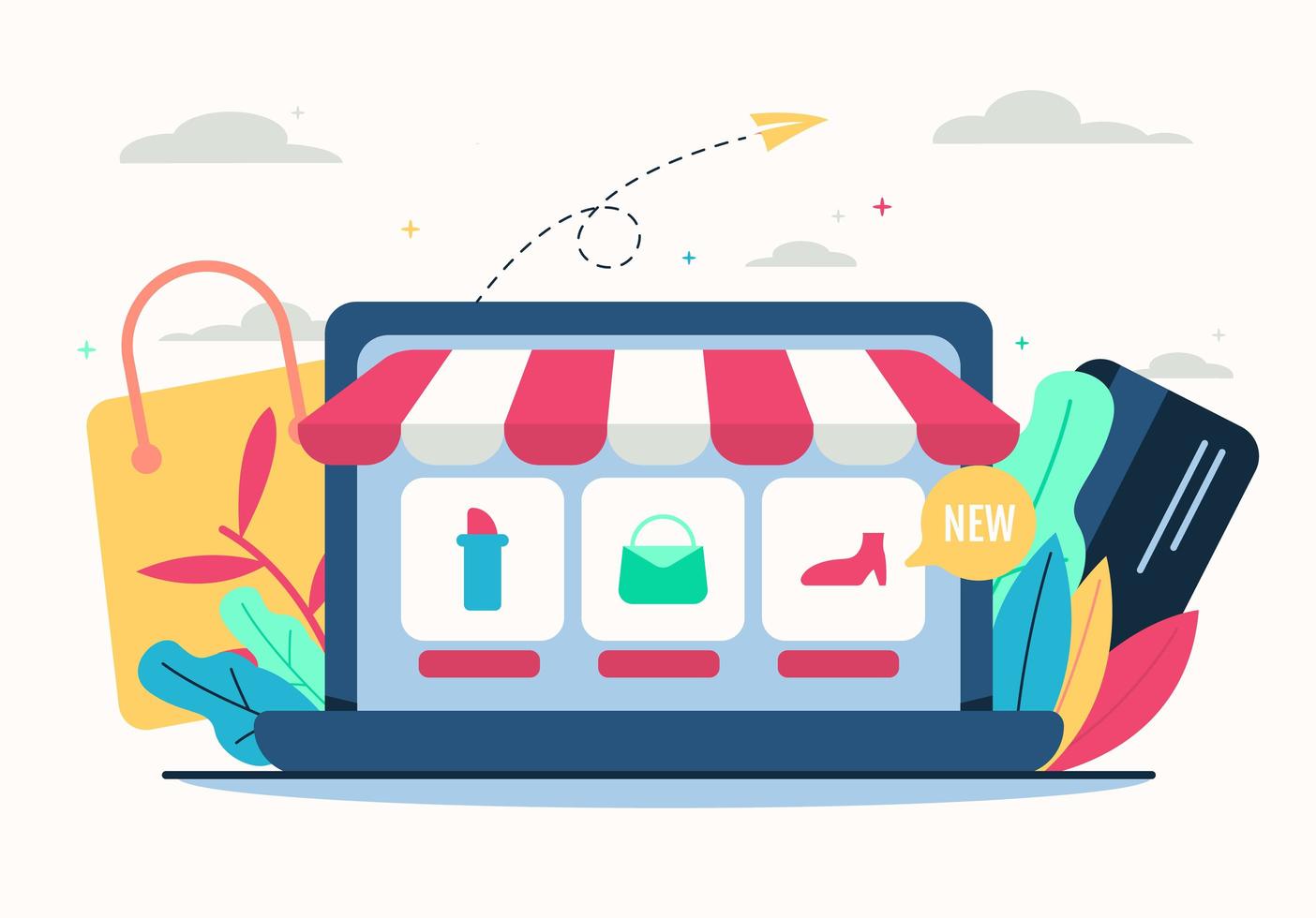 Online shop illustration in flat design vector