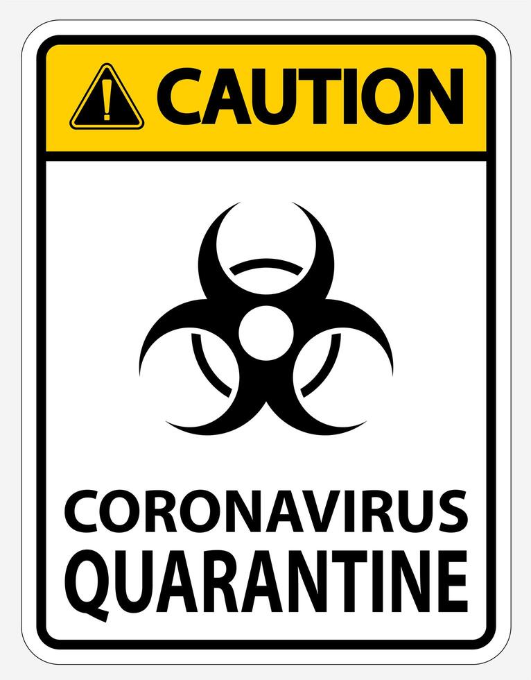 Yellow, Black ''Caution Coronavirus Quarantine'' Sign vector