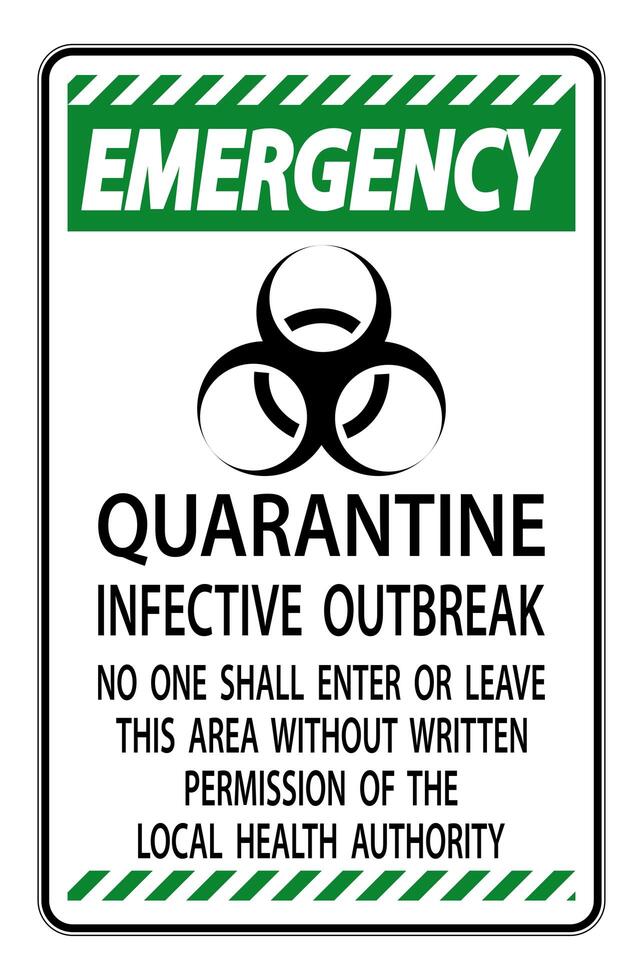 Green, Black ''Emergency Quarantine Infective Outbreak'' Sign vector