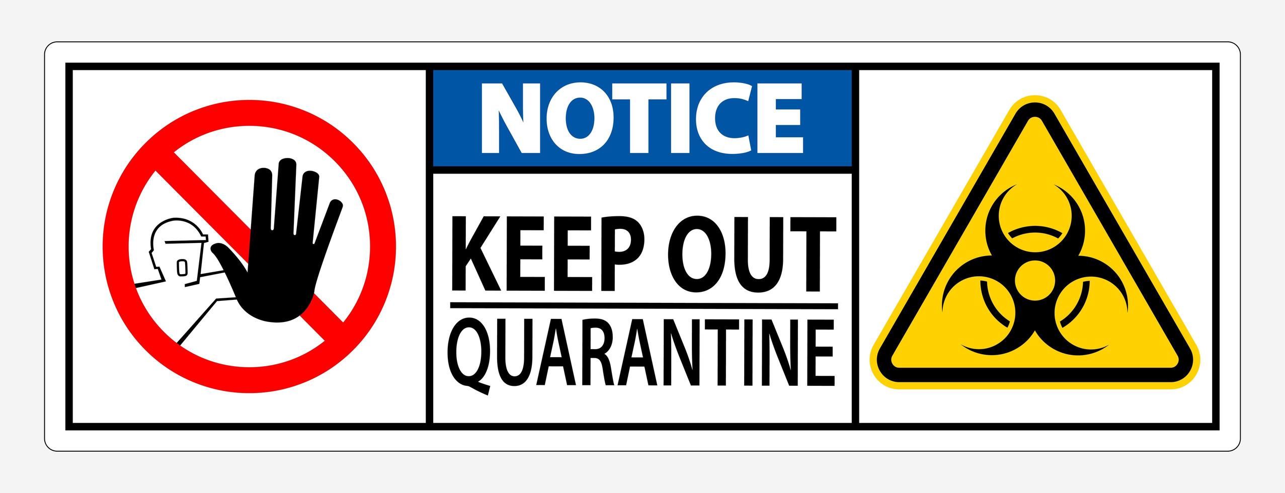 ''Keep Out Quarantine'' Sign and Symbols vector