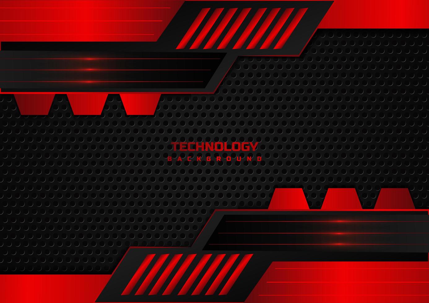 Abstract technology geometric red and black background  vector