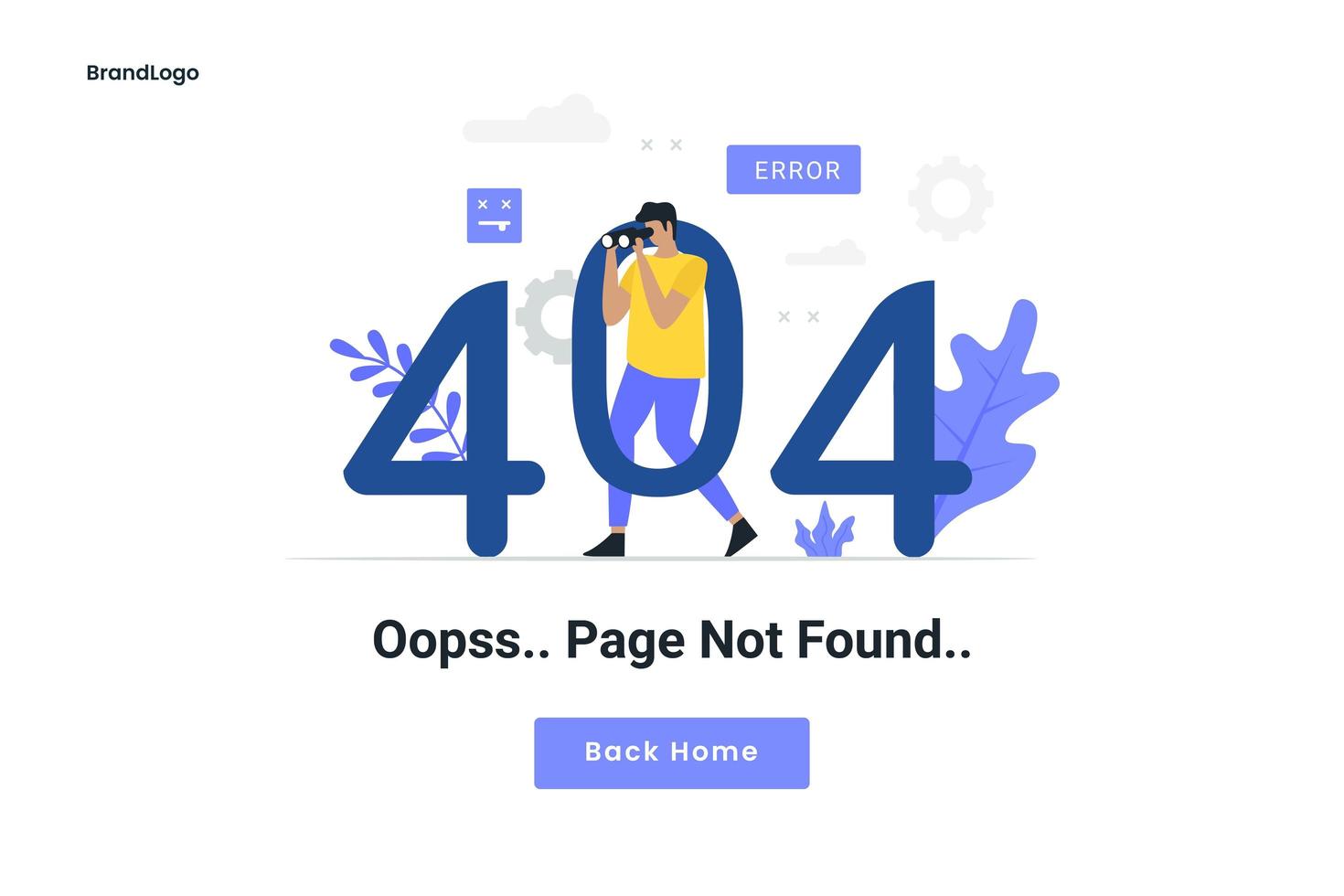 404 maintenance error landing page  vector