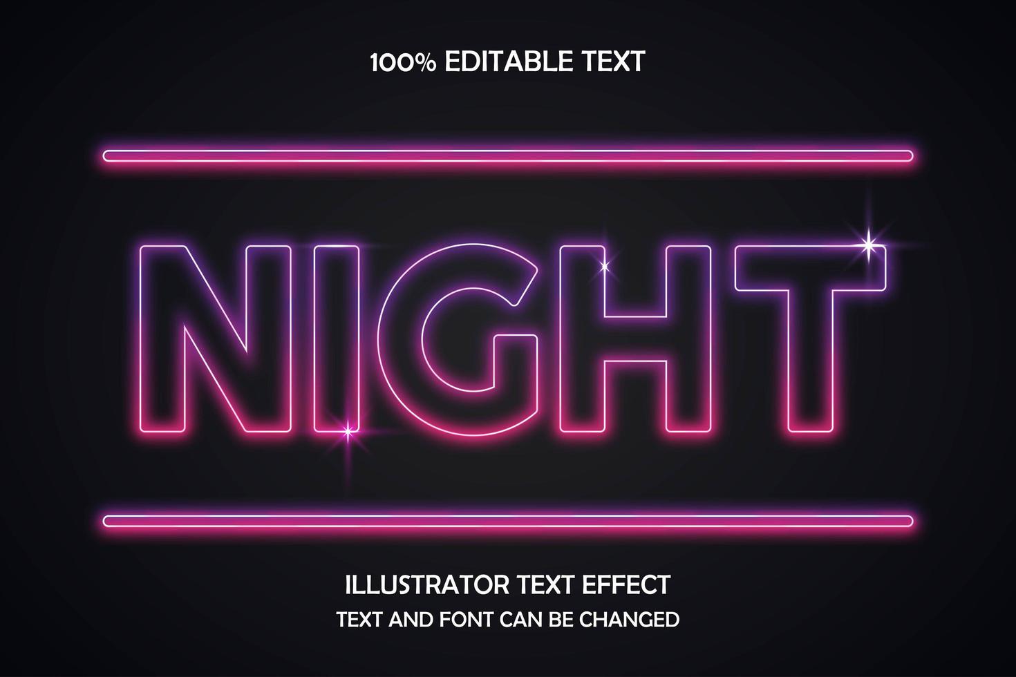 efecto de texto editable de noche vector