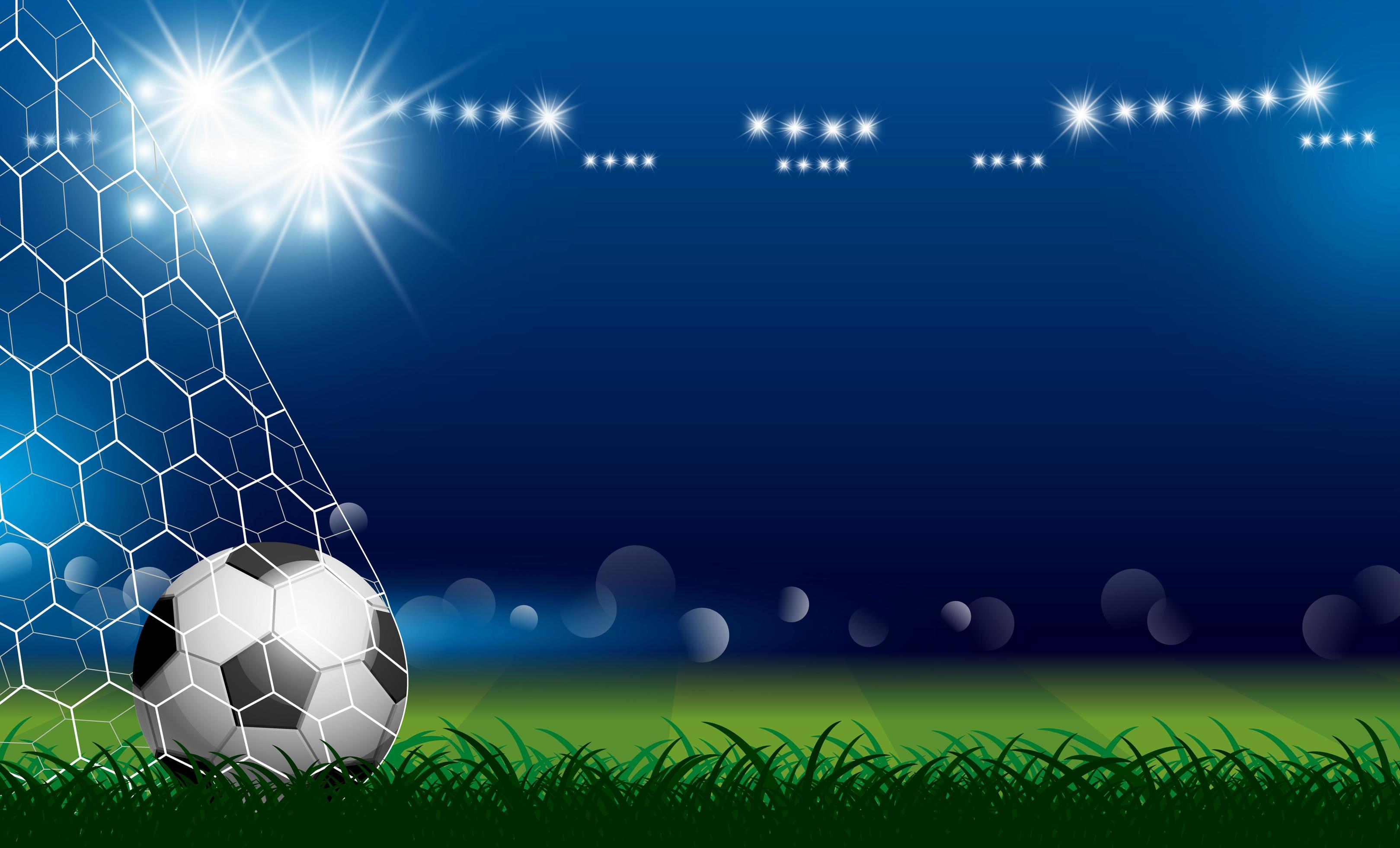 Soccer Ball In Goal On Grass Vector Art At Vecteezy