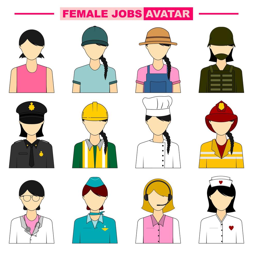 Set of Female Job Avatars vector