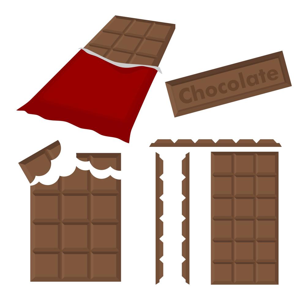 Chocolate Bar with Wrapper Set vector