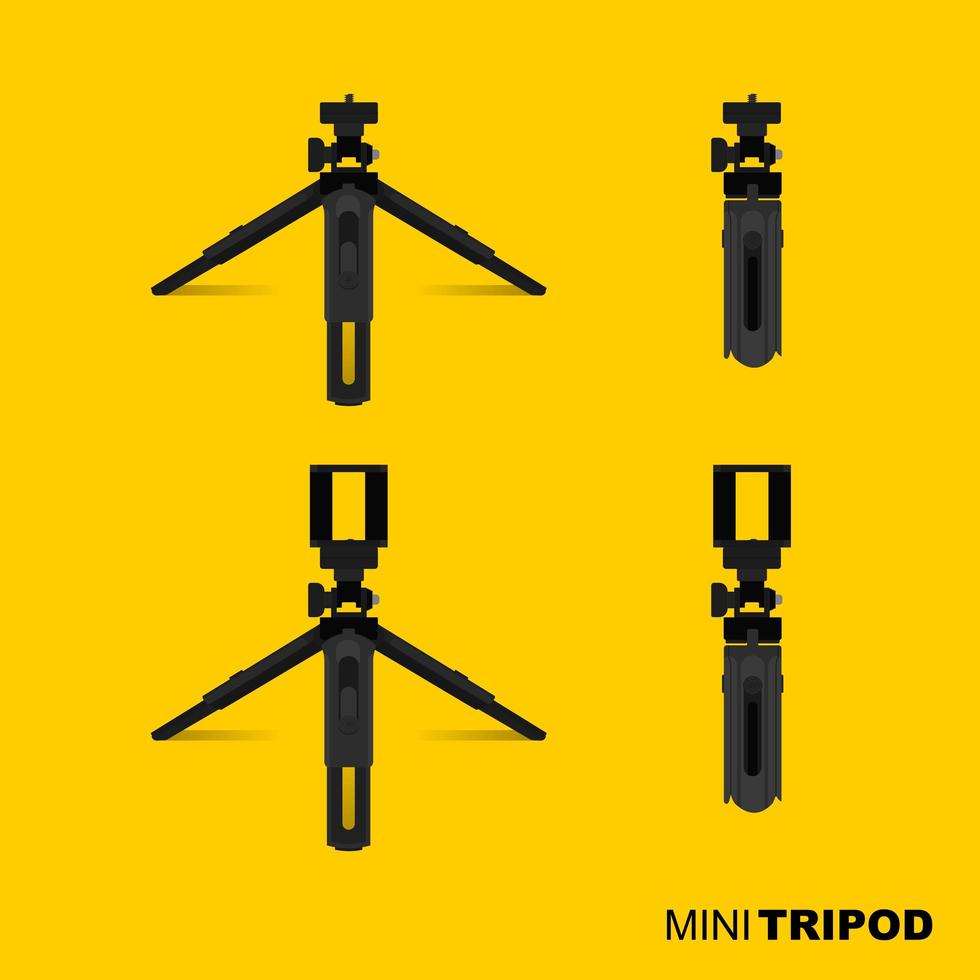 Mini Black Tripod for Camera and Mobile vector