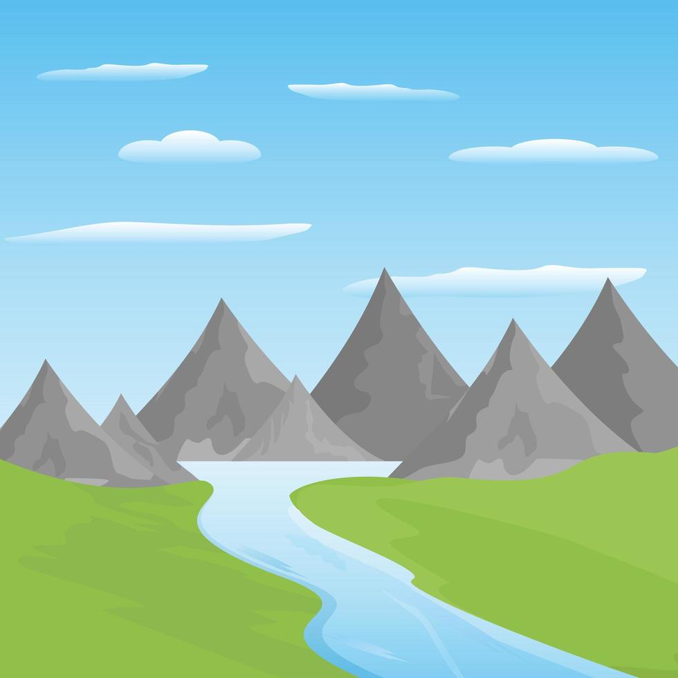 Mountain and greenery landscape vector