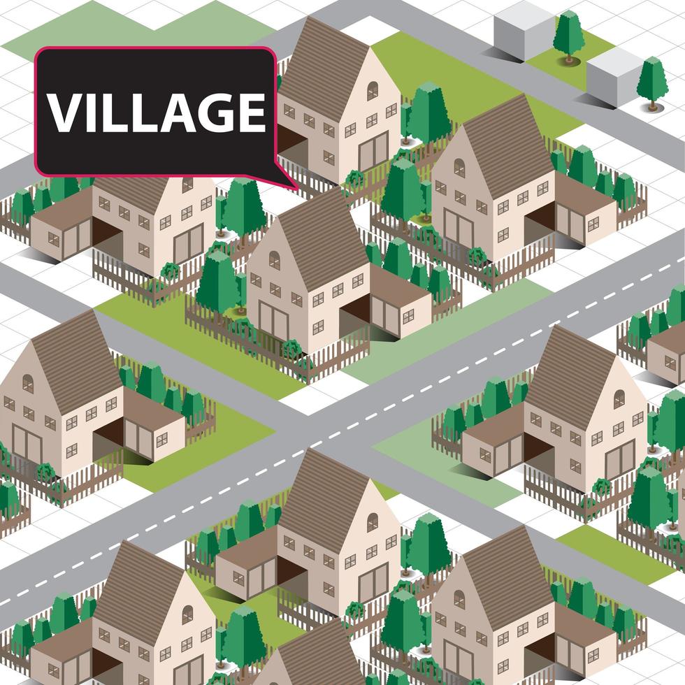 Isometric Village Map vector