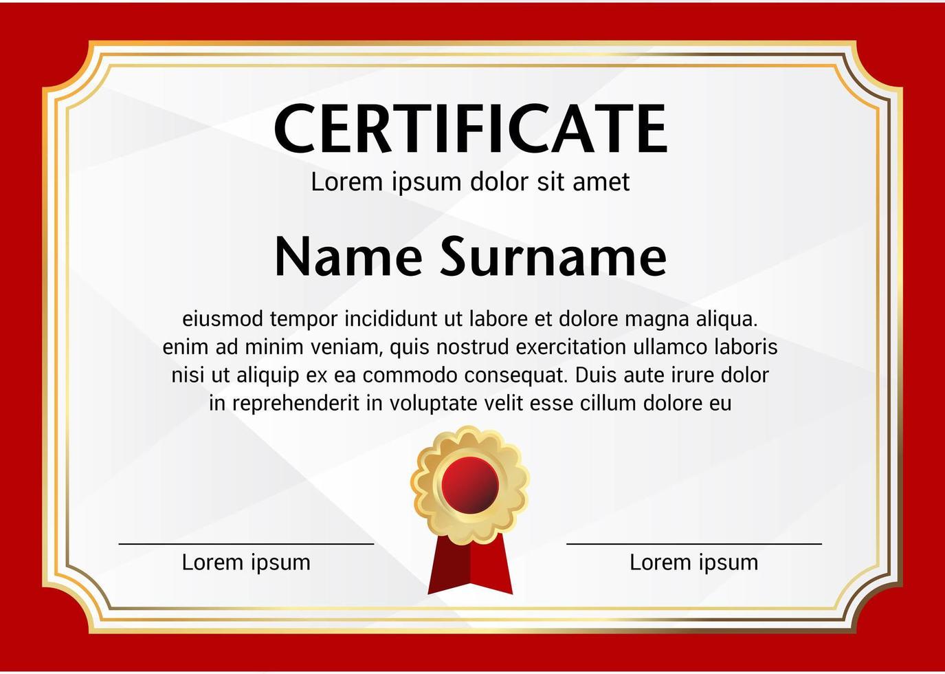 Red border certificate template vector