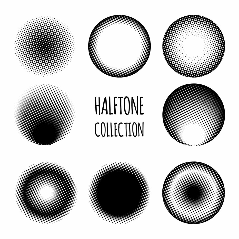 Circle halftone pattern collection vector