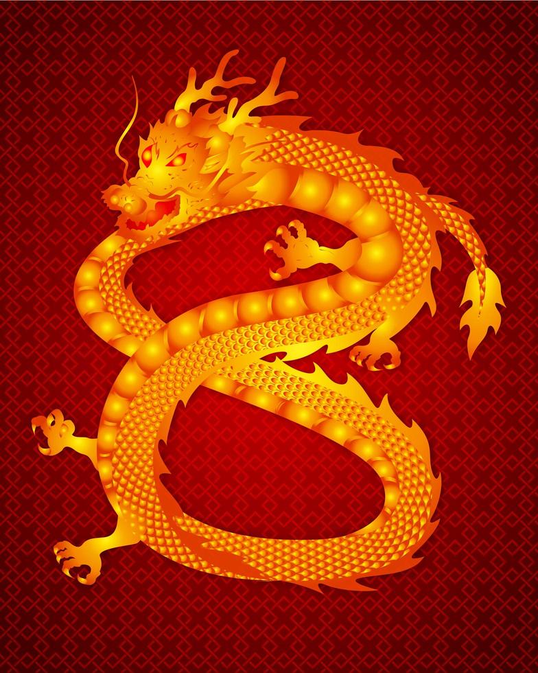 Chinese dragon in number 8 on red pattern vector