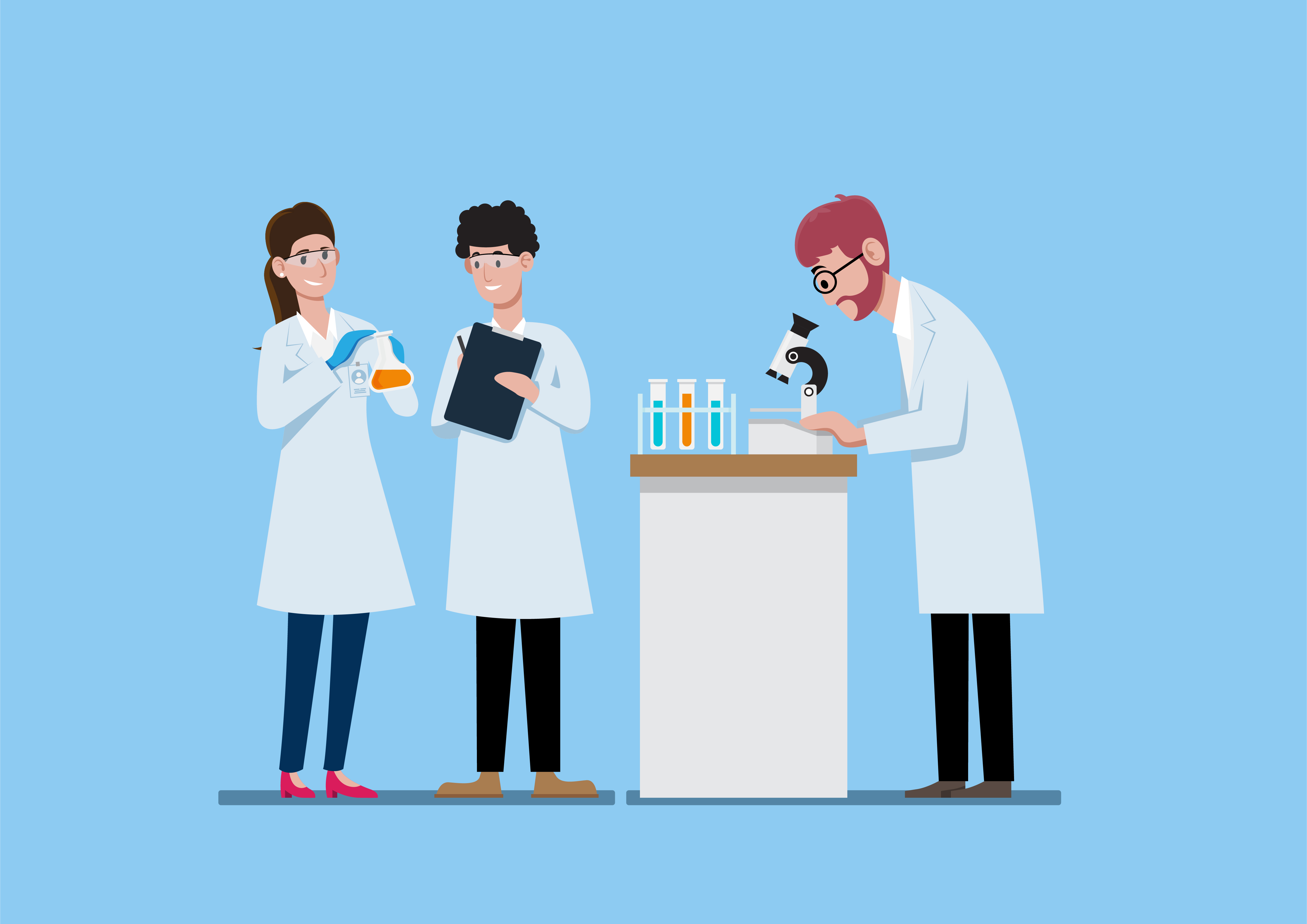 Three Scientists Working At Science Lab 1222748 Vector Art At Vecteezy medical-technologist