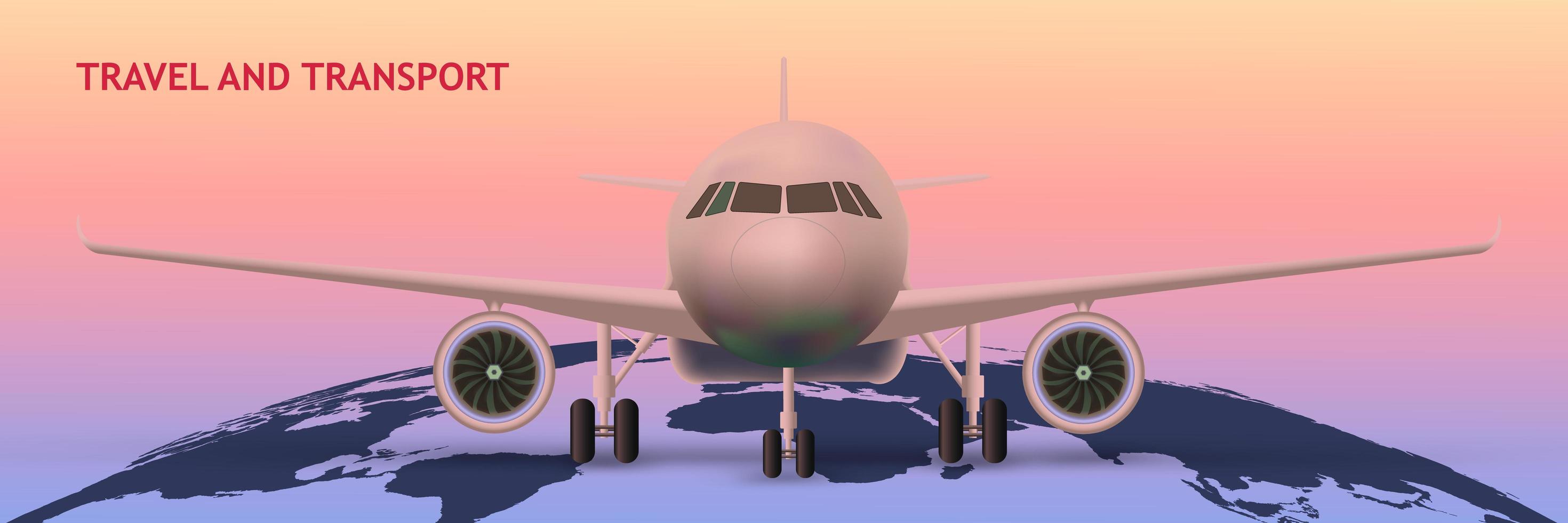 Airplane on the world map as transportation concept vector