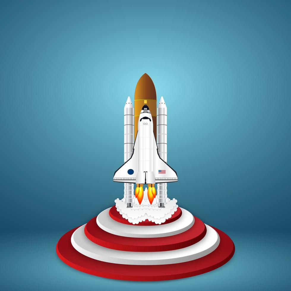 Paper art rocket launch as startup business concept vector