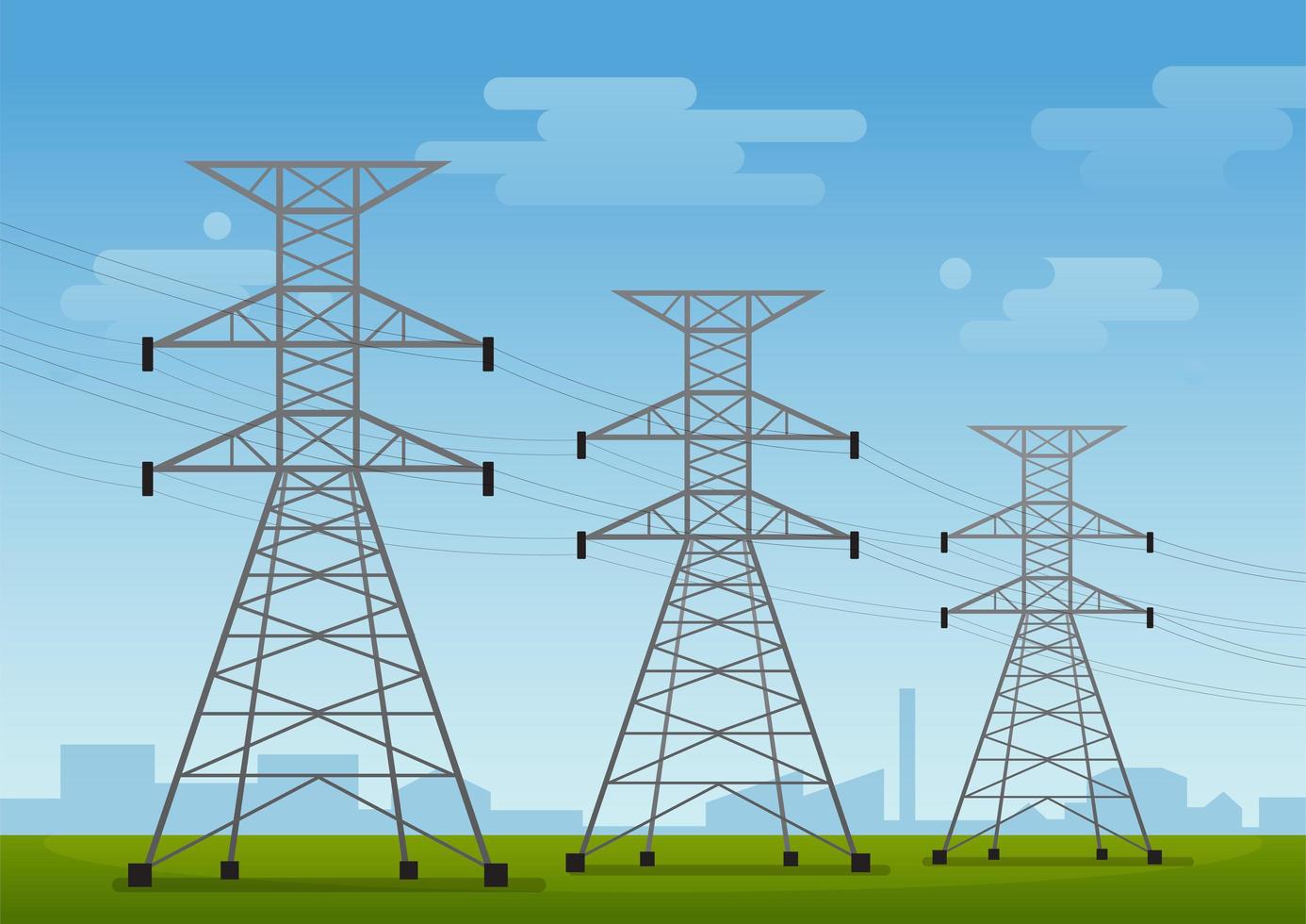 High voltage poles vector