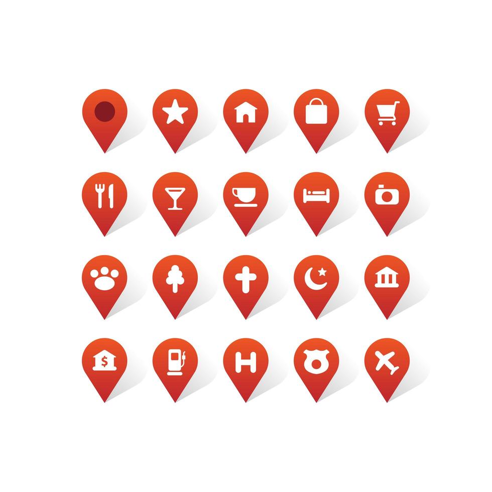 Map pin pointer icon set vector