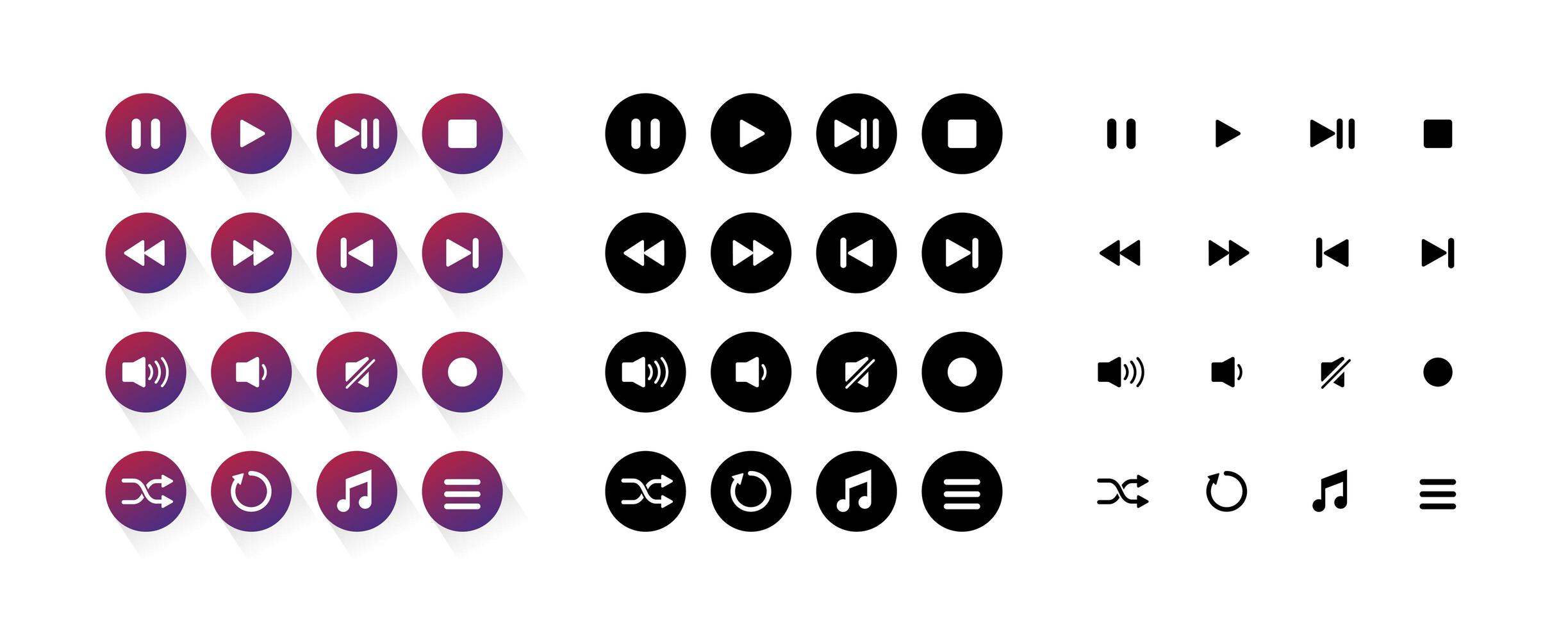 Set of flat icon media player button vector