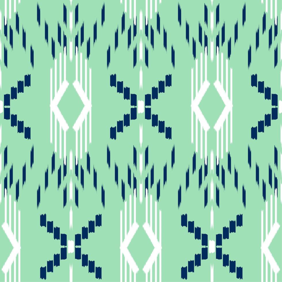 Green, White and Blue Ikat Seamless Pattern vector