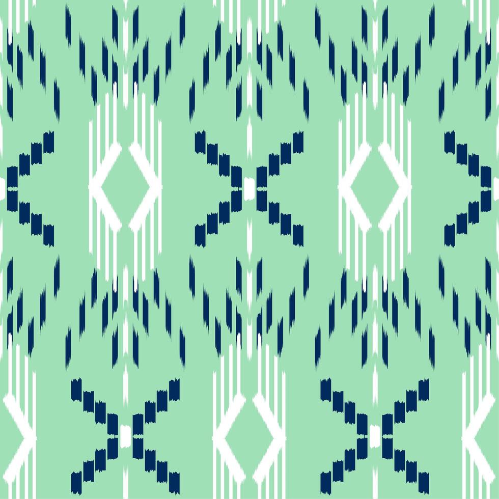 patrón transparente ikat verde, blanco y azul vector