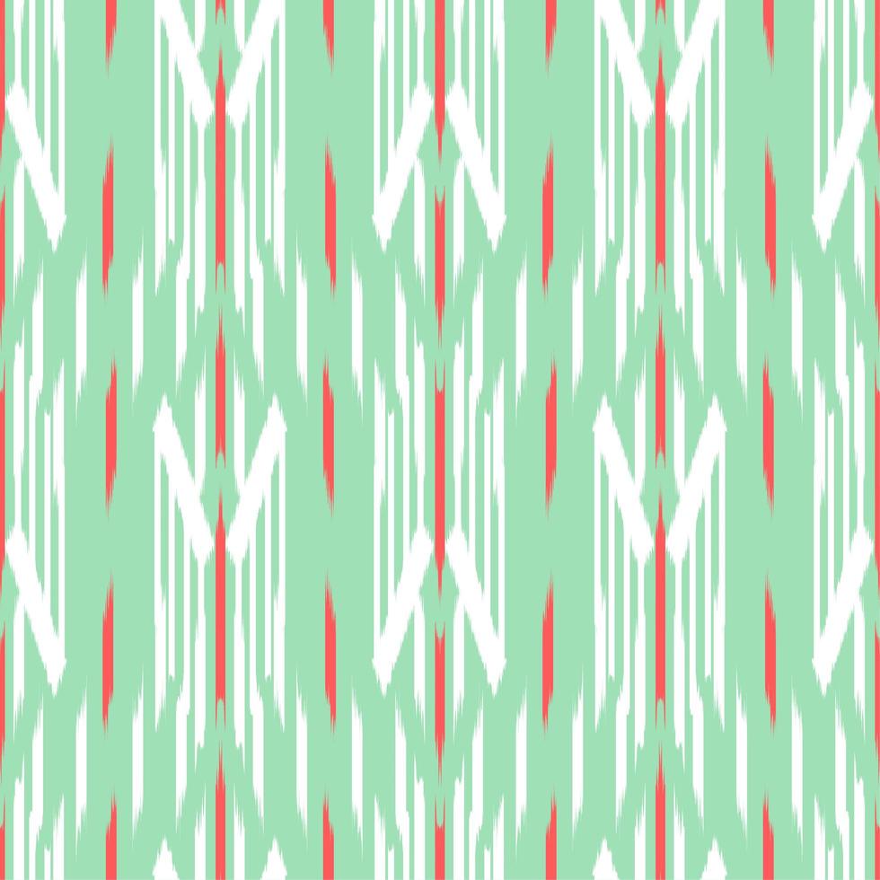 Green, White and Red Ikat Seamless Pattern vector