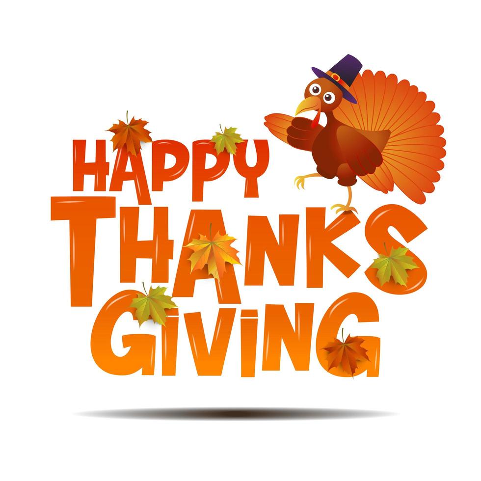 Happy Thanksgiving typography with turkey vector
