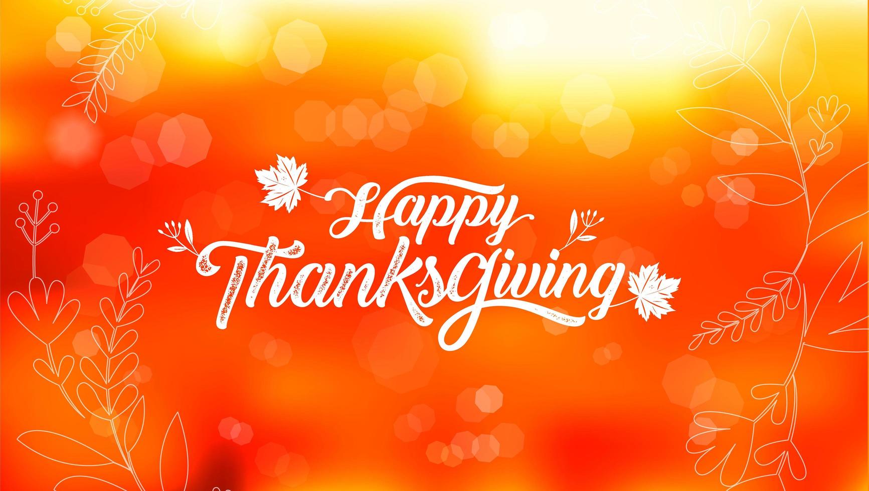 Happy Thanksgiving typography on orange bokeh vector