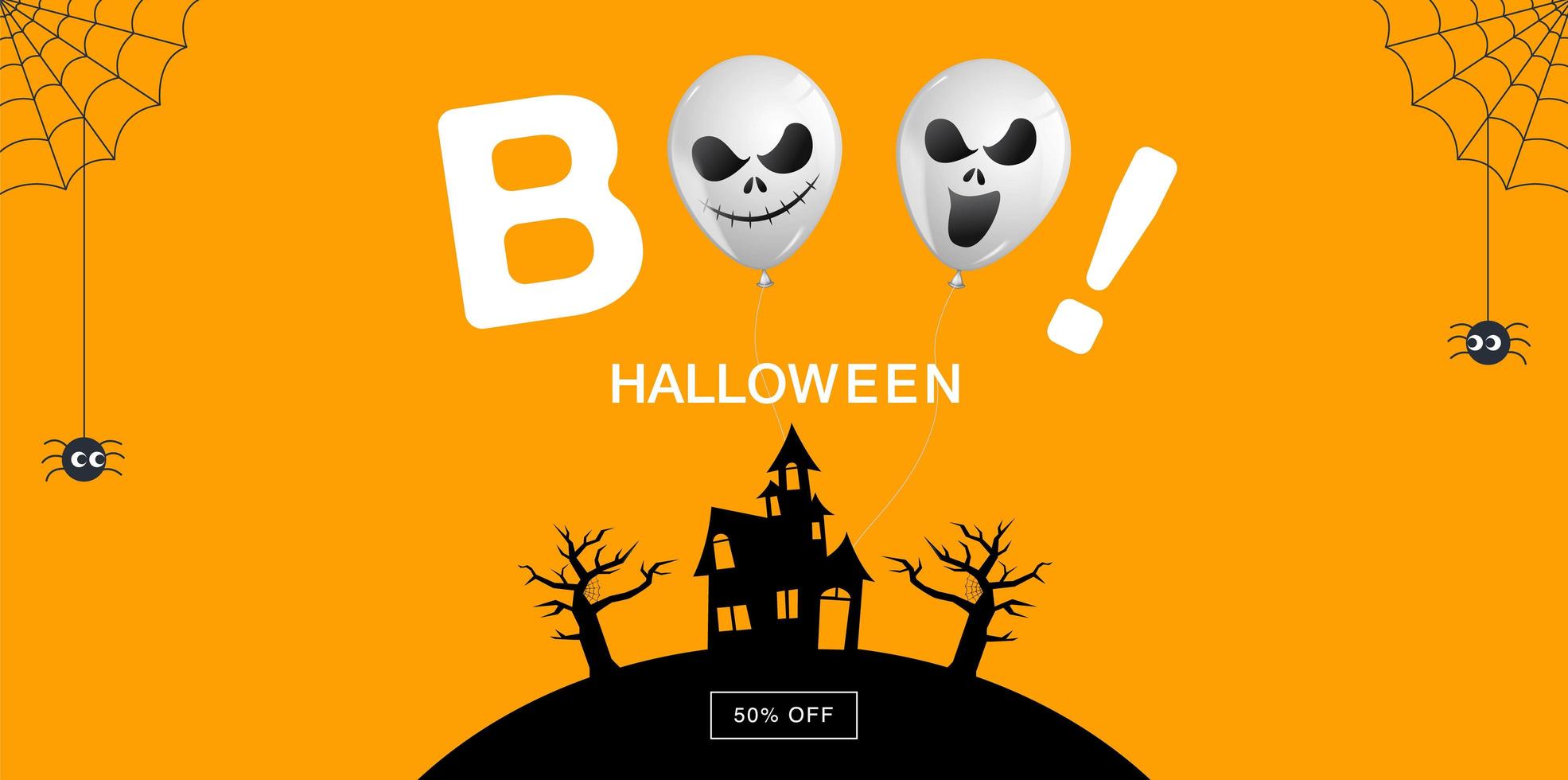 banner de venta de halloween con texto boo vector