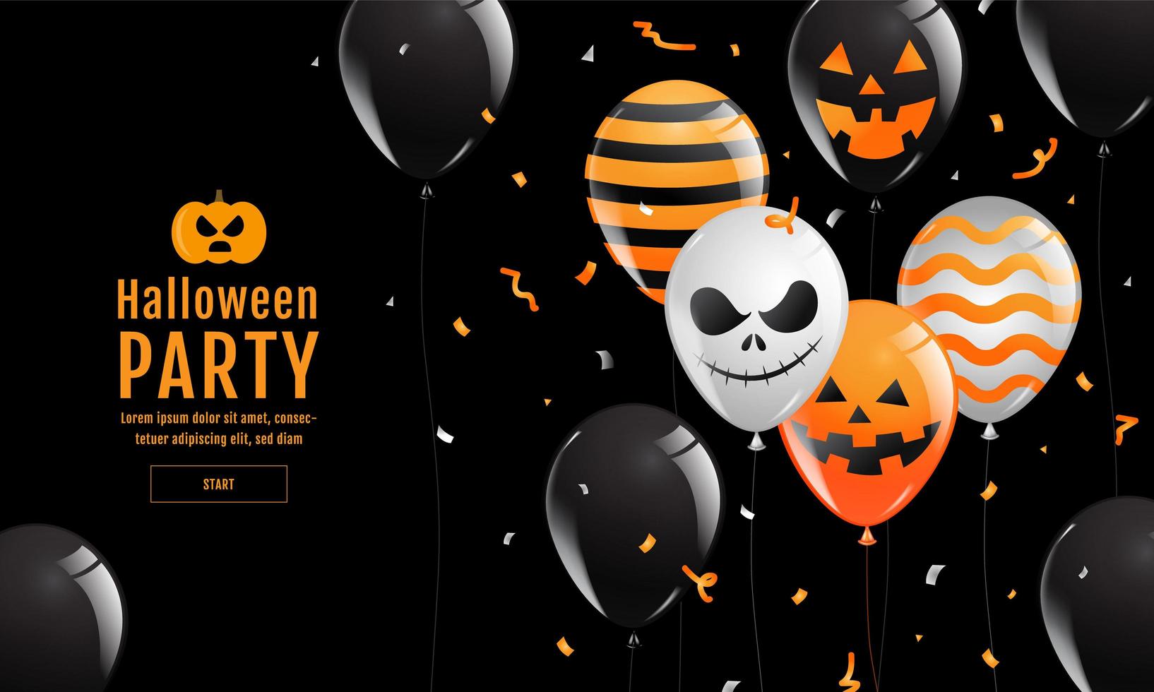 Halloween party design with balloons vector