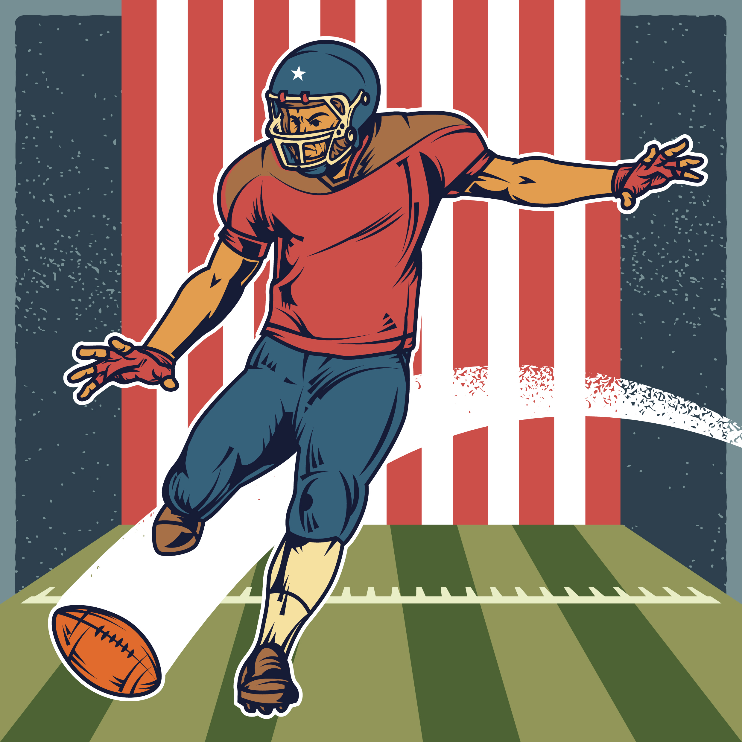 Retro American Football Player Kicking Ball 1222815 Vector Art at Vecteezy