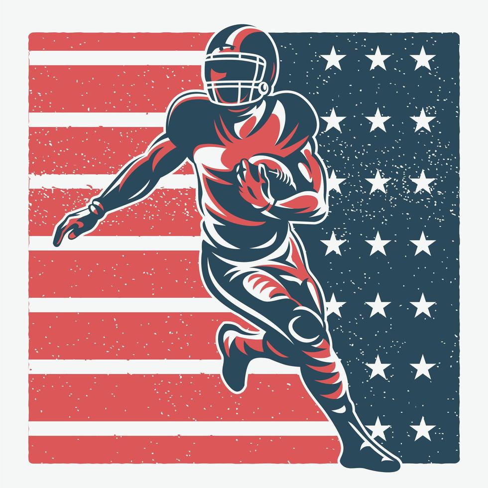 American Football Player on America Flag vector