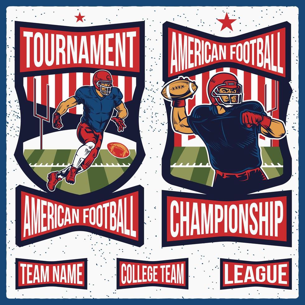 etiquetas de fútbol americano retro vector